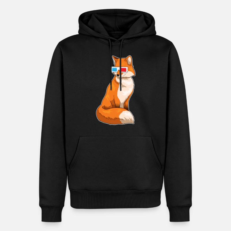 Fuchs Brille - Männer Premium Bio Hoodie - Schwarz