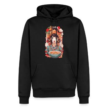 Ramen Retro Popart Japan Ästhetik Design - Männer Premium Bio Hoodie - Schwarz - Vorne - Nico (187cm)