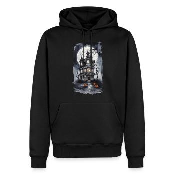 Halloween Nacht Hexenhaus Vollmond Fledermäuse - Männer Premium Bio Hoodie - Schwarz - Vorne - Nico (187cm)