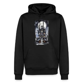 Halloween Vollmond Hexenhaus Grusel Design - Männer Premium Bio Hoodie - Schwarz - Vorne - Nico (187cm)