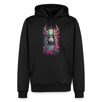 Pastel Goth Demon Gothic Girl Streetwear Design - Männer Premium Bio Hoodie - Schwarz - Vorne - Nico (187cm)