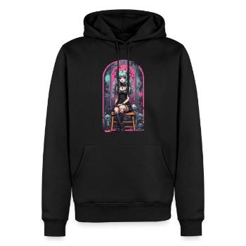Pastel Goth Anime Kawaii E-Girl Urban Style - Männer Premium Bio Hoodie - Schwarz - Vorne - Nico (187cm)