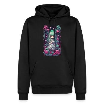 Kawaii Goth Anime Amour Manga Fille Design - Sweat à capuche Premium bio Homme - noir - Devant - Nico (187cm)
