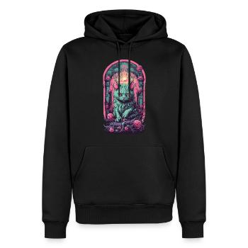 Chat gothique sombre Halloween esthétique chats - Sweat à capuche Premium bio Homme - noir - Devant - Nico (187cm)