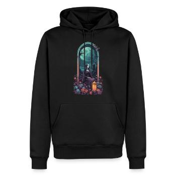 Gothic Vollmond Friedhof Nacht Pastell Design - Männer Premium Bio Hoodie - Schwarz - Vorne - Nico (187cm)