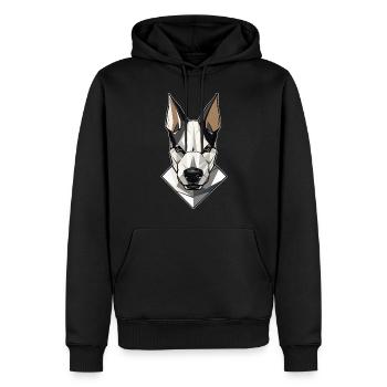 Bull terrier - Sweat à capuche Premium bio Homme - noir - Devant - Nico (187cm)