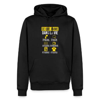 FC Nantes humour maillot drôle original football - Sweat à capuche Premium bio Homme - noir - Devant - Nico (187cm)
