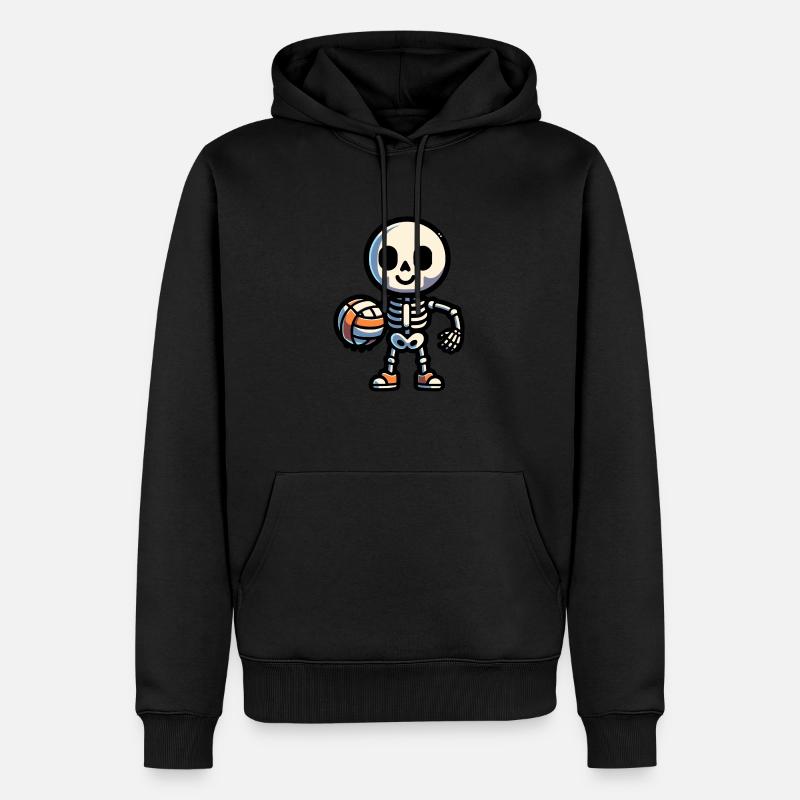 Skeleton avec volley-ball - Sweat à capuche Premium bio Homme - noir