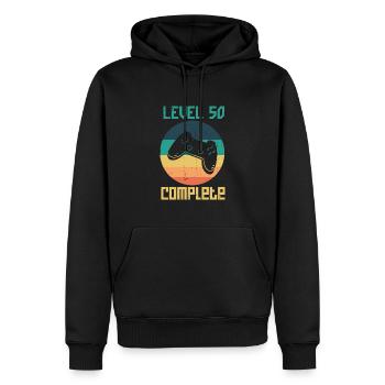 Level 50 Complete - Gamer Geschenkidee zum 50. - Männer Premium Bio Hoodie - Schwarz - Vorne - Nico (187cm)