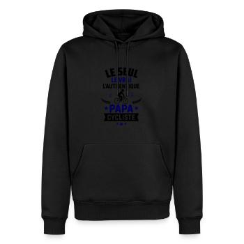 Papa cycliste authentique Fête des pères vélo - Sweat à capuche Premium bio Homme - noir - Devant - Nico (187cm)