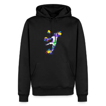 Handball, handballer, Beachhandball,Graffiti - Männer Premium Bio Hoodie - Schwarz - Vorne - Nico (187cm)