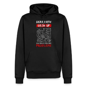 Problèmes, solutions, dictons, peu importe - Sweat à capuche Premium bio Homme - noir - Devant - Nico (187cm)