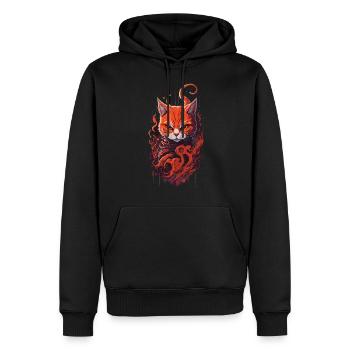 Cat Tabby Ninja Gloomy Evil Grim Apparel - Men’s Premium Organic Hoodie - black - Front - Nico (187cm)