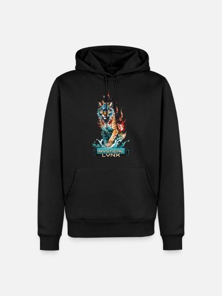 Mystischer Luchs: Wächter des Wassers und des Feuers - Männer Premium Bio Hoodie - Schwarz