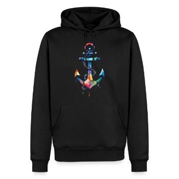 Ancre aquarelle aquarelle - Sweat à capuche Premium bio Homme - noir - Devant - Nico (187cm)