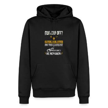 Humour Drôle Bûcheron Tronçonneuse - Sweat à capuche Premium bio Homme - noir - Devant - Nico (187cm)