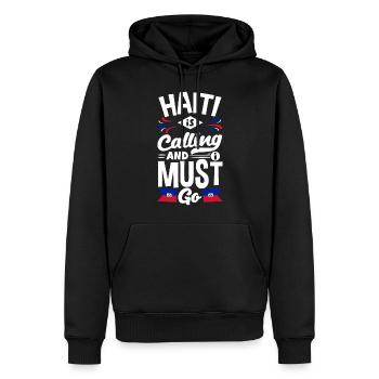 Haïti appelle haïtien Haïti Drapeau - Sweat à capuche Premium bio Homme - noir - Devant - Nico (187cm)