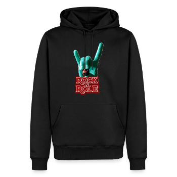 RockNRole V.1 - Sweat à capuche Premium bio Homme - noir - Devant - Nico (187cm)