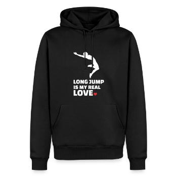 Ich Liebe Weitsprung - Männer Premium Bio Hoodie - Schwarz - Vorne - Nico (187cm)