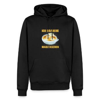 ICH BRAUCHE MAULTASCHEN - Männer Premium Bio Hoodie - Schwarz - Vorne - Nico (187cm)