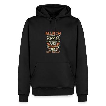45e anniversaire Mars Né en 1978 Idée cadeau - Sweat à capuche Premium bio Homme - noir - Devant - Nico (187cm)