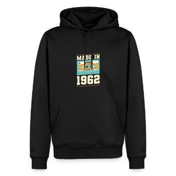 61e anniversaire Avril Né 1962 Idée cadeau - Sweat à capuche Premium bio Homme - noir - Devant - Nico (187cm)
