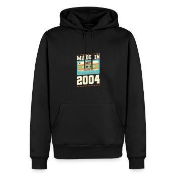 19e anniversaire Mai Né 2004 Idée cadeau - Sweat à capuche Premium bio Homme - noir - Devant - Nico (187cm)