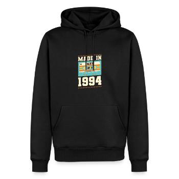 29e anniversaire Mai Né 1994 Idée cadeau - Sweat à capuche Premium bio Homme - noir - Devant - Nico (187cm)