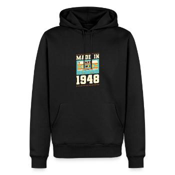 67e anniversaire Mai Né en 1956 Idée cadeau - Sweat à capuche Premium bio Homme - noir - Devant - Nico (187cm)