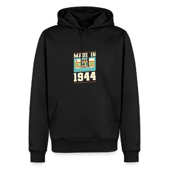 71e anniversaire Mai Né en 1952 Idée cadeau - Sweat à capuche Premium bio Homme - noir - Devant - Nico (187cm)