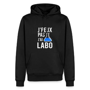 J'peux pas j'ai labo chimiste - Sweat à capuche Premium bio Homme - noir - Devant - Nico (187cm)