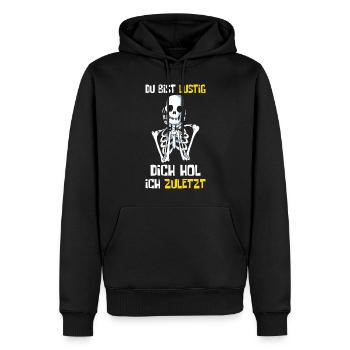 Schwarzer Humor Halloween - Männer Premium Bio Hoodie - Schwarz - Vorne - Nico (187cm)