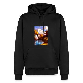 Japan Tower Wasserfall Gemälde - Männer Premium Bio Hoodie - Schwarz - Vorne - Nico (187cm)