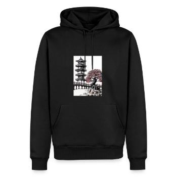 Japanische Turmbrücke - Männer Premium Bio Hoodie - Schwarz - Vorne - Nico (187cm)
