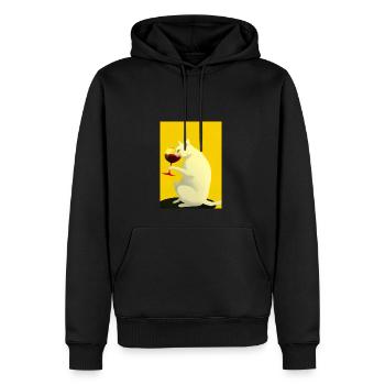 Katze mit Wein - Männer Premium Bio Hoodie - Schwarz - Vorne - Nico (187cm)