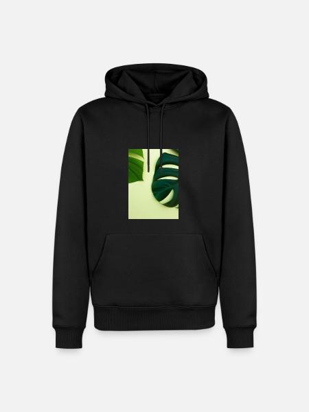 Monstera-Blätter - Männer Premium Bio Hoodie - Schwarz