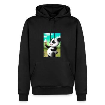 Panda mit Eiscreme - Männer Premium Bio Hoodie - Schwarz - Vorne - Nico (187cm)