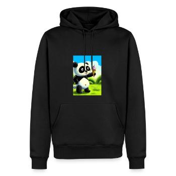 Panda mit Eiscreme - Männer Premium Bio Hoodie - Schwarz - Vorne - Nico (187cm)