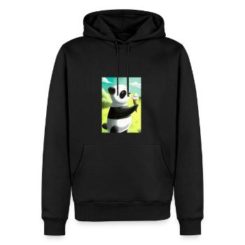 Panda mit Eiscreme - Männer Premium Bio Hoodie - Schwarz - Vorne - Nico (187cm)