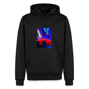 Sportwagen in der Großstadt - Männer Premium Bio Hoodie - Schwarz - Vorne - Nico (187cm)