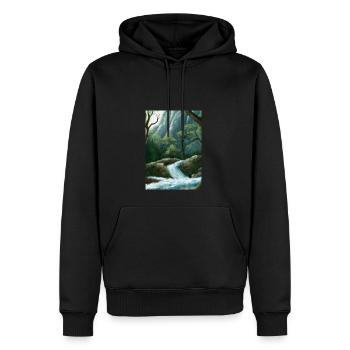 Forest River Wasserfall - Männer Premium Bio Hoodie - Schwarz - Vorne - Nico (187cm)