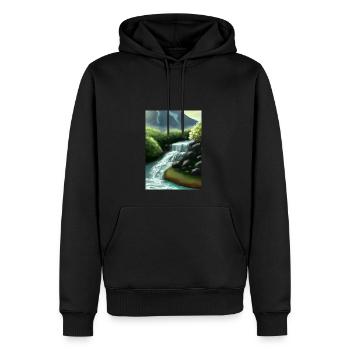 Forest River Wasserfall - Männer Premium Bio Hoodie - Schwarz - Vorne - Nico (187cm)