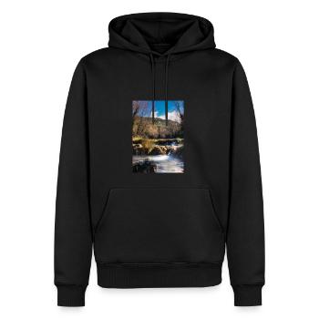 Forest River Wasserfall - Männer Premium Bio Hoodie - Schwarz - Vorne - Nico (187cm)