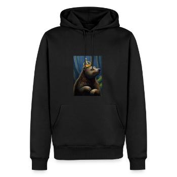 Bär mit Krone - Männer Premium Bio Hoodie - Schwarz - Vorne - Nico (187cm)