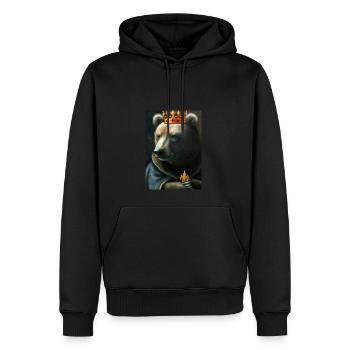 Bär mit Krone - Männer Premium Bio Hoodie - Schwarz - Vorne - Nico (187cm)