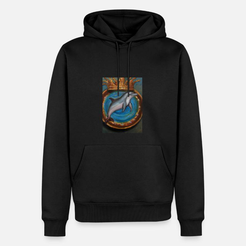 Delfin mit Krone - Männer Premium Bio Hoodie - Schwarz