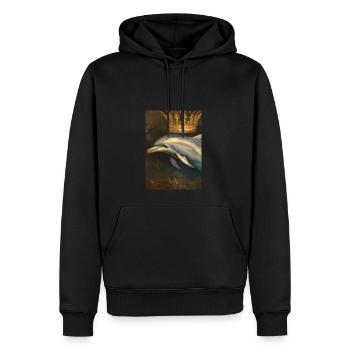 Delfin mit Krone - Männer Premium Bio Hoodie - Schwarz - Vorne - Nico (187cm)