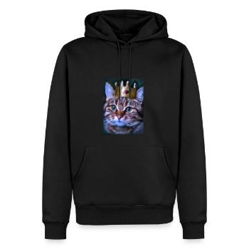 Katze mit Krone - Männer Premium Bio Hoodie - Schwarz - Vorne - Nico (187cm)