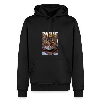 Katze mit Krone - Männer Premium Bio Hoodie - Schwarz - Vorne - Nico (187cm)