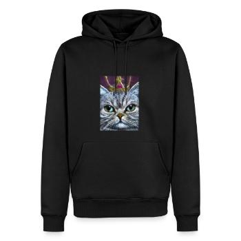Katze mit Krone - Männer Premium Bio Hoodie - Schwarz - Vorne - Nico (187cm)